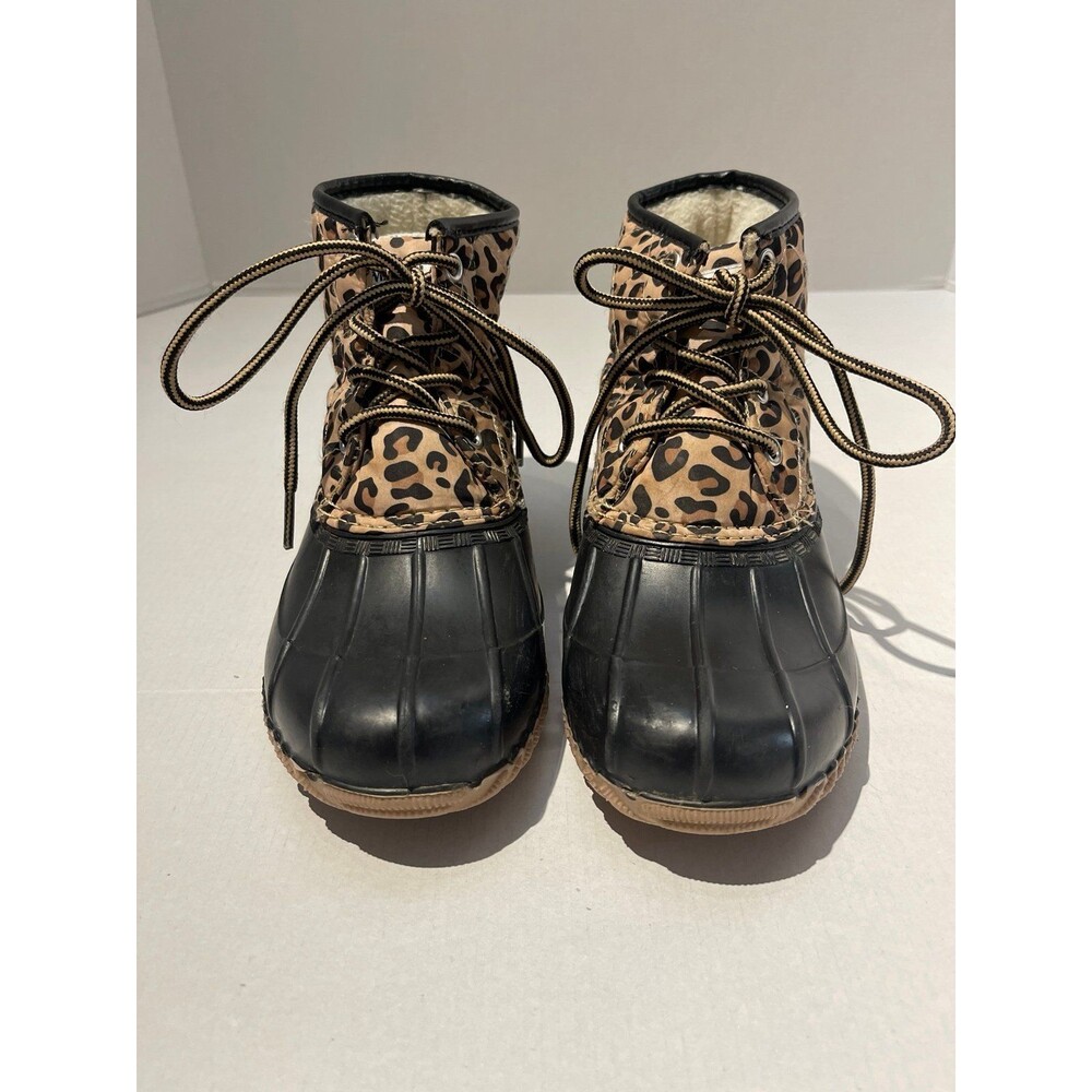 Magellan Insulated Leopard Print and Black Duck/Rain Boots Size 6B - Picture 7 of 11